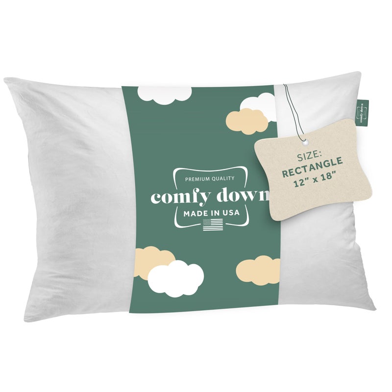 ComfyDown Decorative Throw Pillow Insert, Down and Feather Fill, 100% Cotton Cover, 233 Thread Count - Made in USA (12 X 18) - Image 1